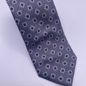 Isaia Blue and Black Geometric Men's Tie